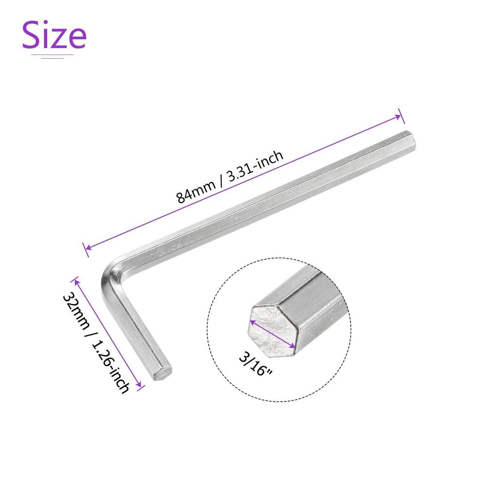 DMiotech 3/16" Hex Key Wrench L Shaped CR-V 2 Pack Aluminum 84mm