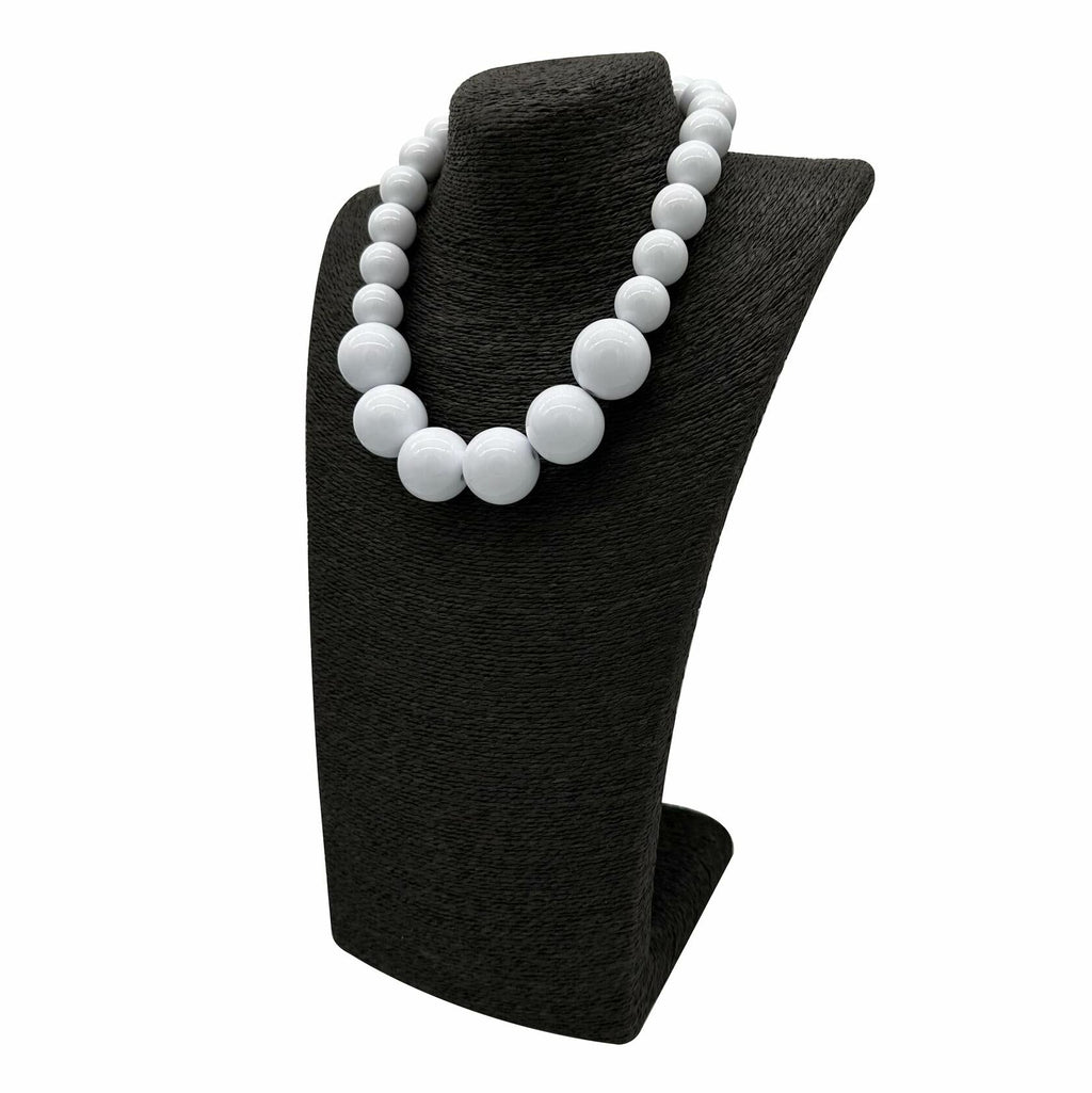 [Like New] JHWZAIY White Acrylic Beaded Necklace Chunky Statement 02 Set