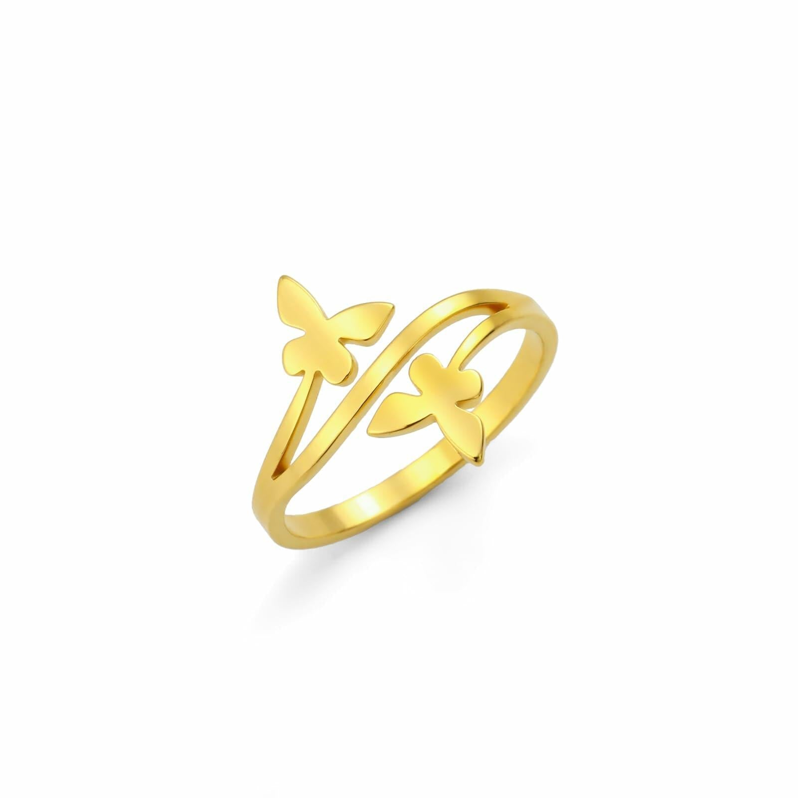 Dreamtimes Butterfly Rings Women Dainty Minimalist Wedding Bands Ring G-6