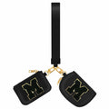 ARIKJ Initial Wristlet Wallet Dual Pouch Mini Coin Purse Black B