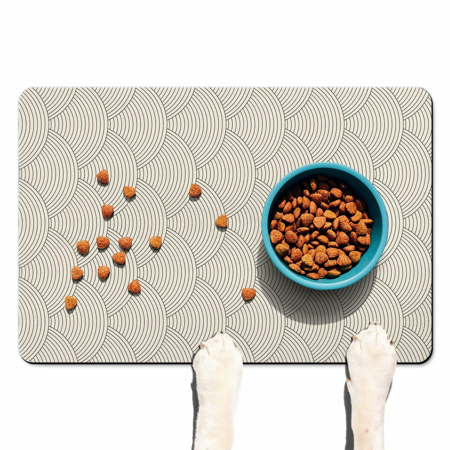 Generic Absorbent Non-Slip Dog Bowl Mat Black 16x24 Inch