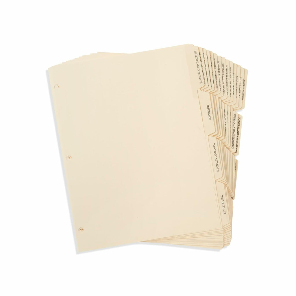 Blue Summit Estate Planning Dividers, Pre-Printed, Reinforced, 12 Tabs, 5 Sets