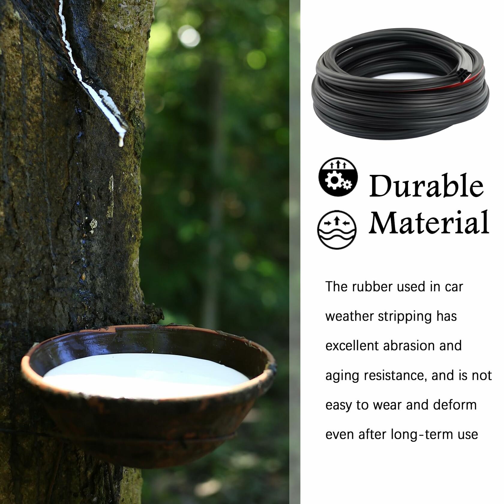 YGDMD 32.8Ft Upgrade Automotive Weather Stripping Thickened Rubber Self-Adhesive