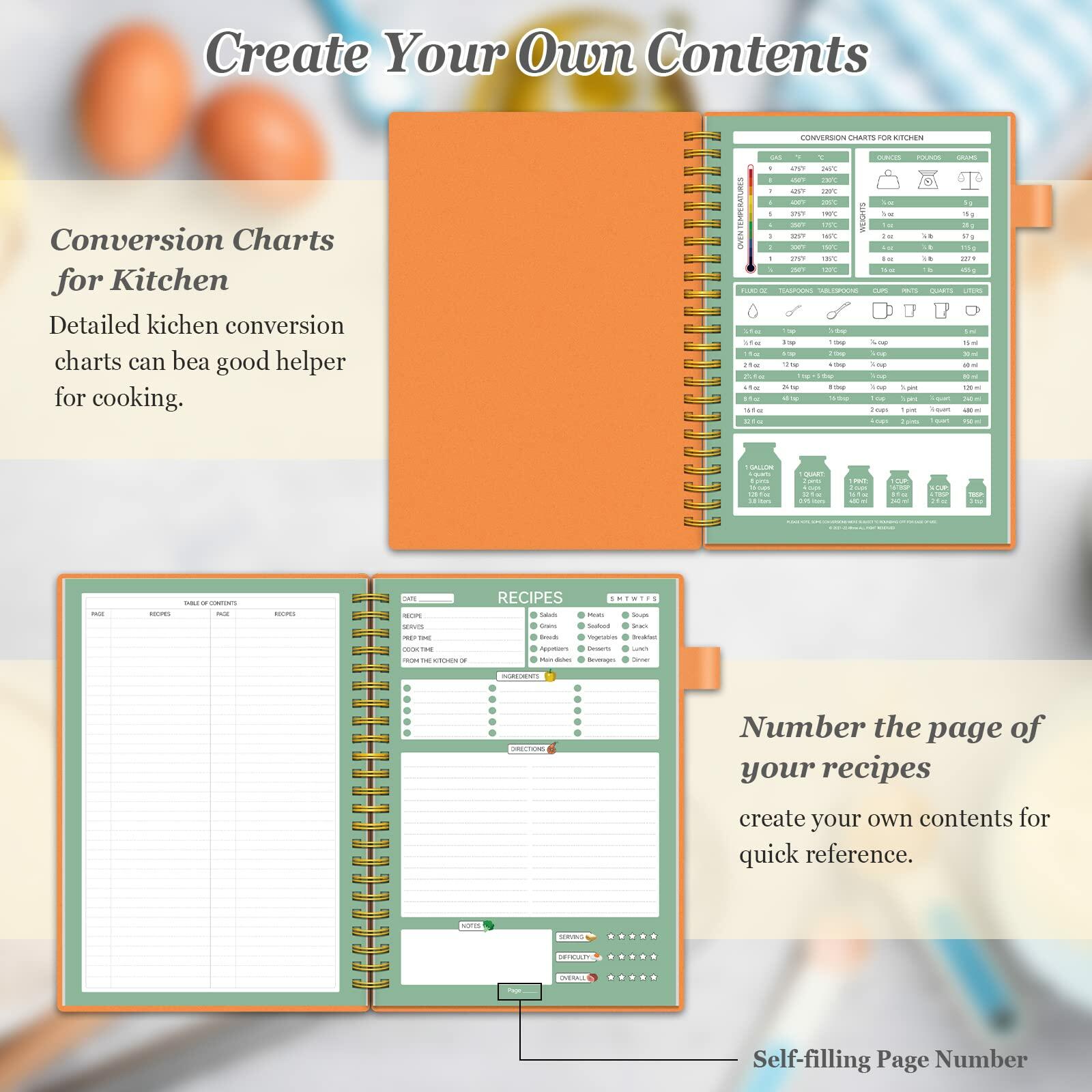 Alltree Recipe Notebook Spiral Organizer 15 Tabs 120 Pages Black 5.5x8.5