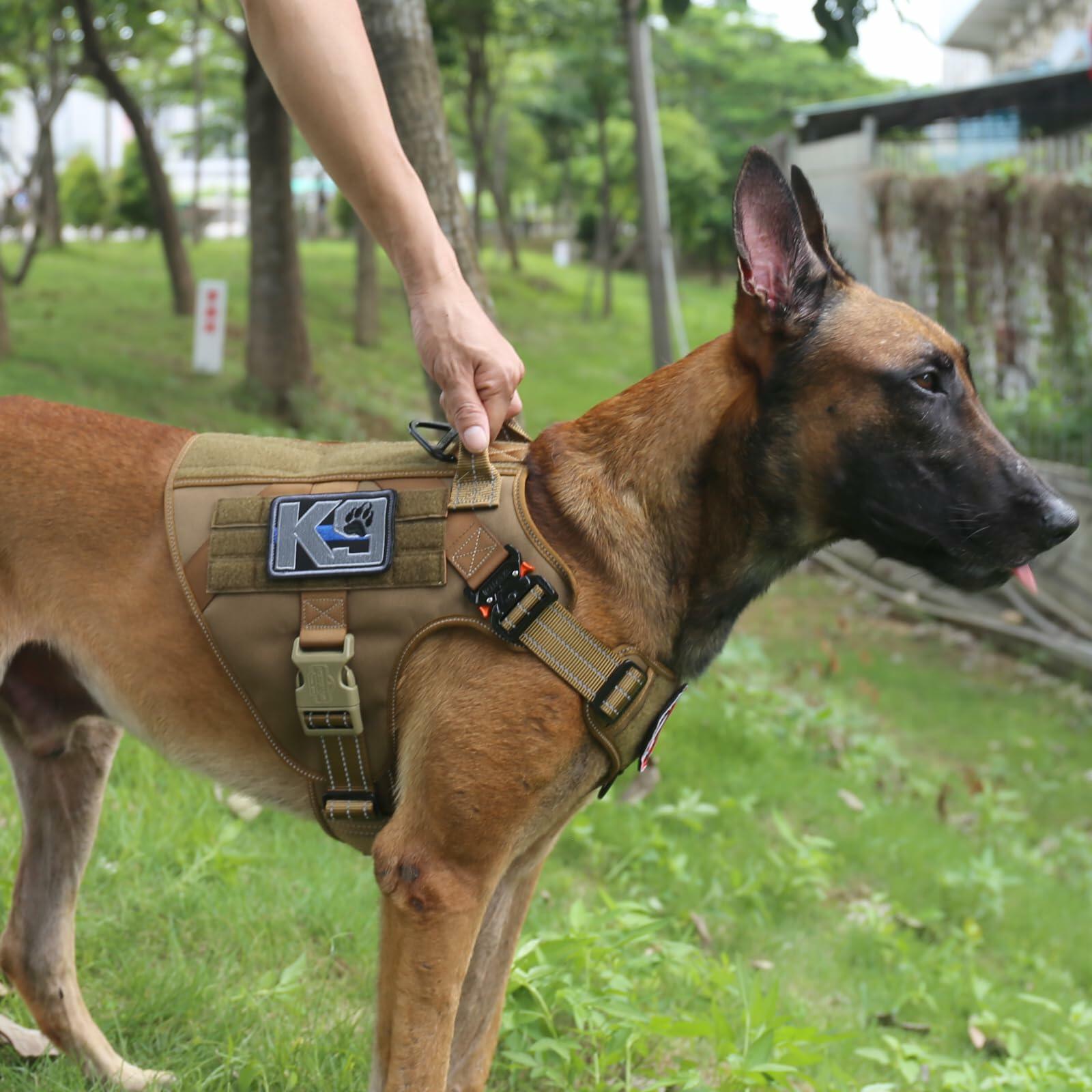 ICEFANG GN1 Reflective Tactical Dog Harness MOLLE Brown Pack of 1 Size XL