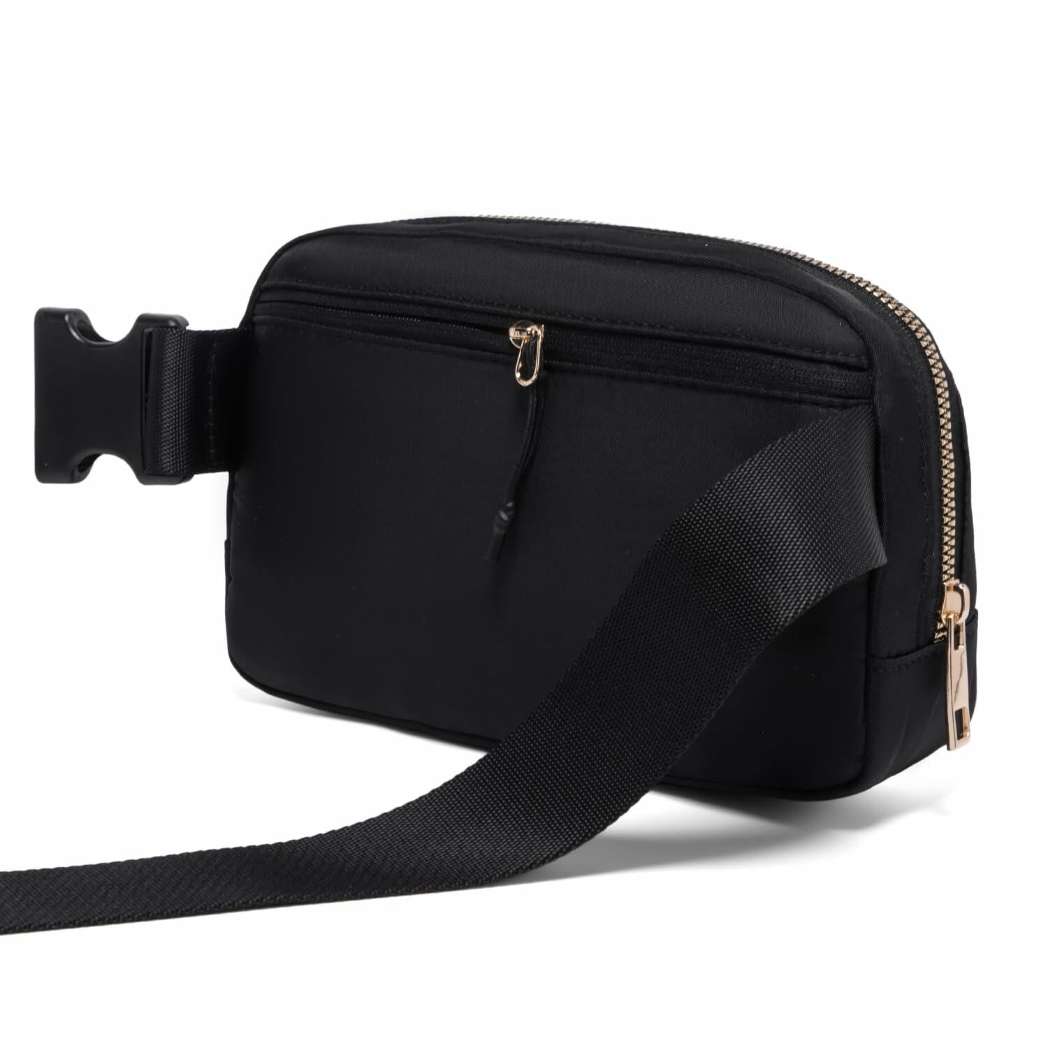 Gitus Personalized Fanny Pack Crossbody Bag for Girls Black Letter Patch