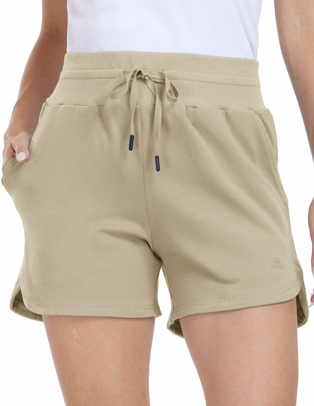 Haimont Women's Cotton Sweat Shorts 4" Khaki Loose Fit Pockets Size XL