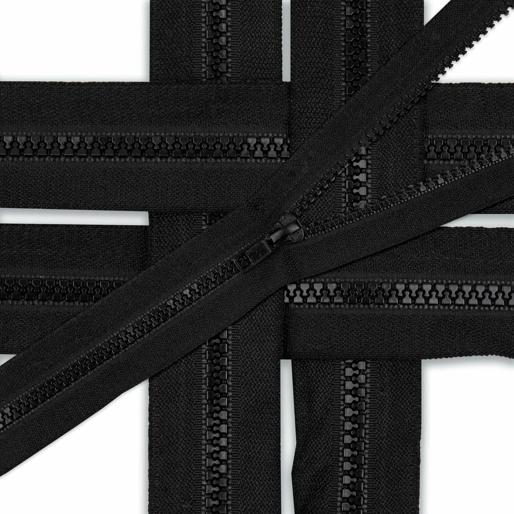 YAKA 4PCS #5 22in Separating Jacket Zippers Black Molded Plastic Size 22in