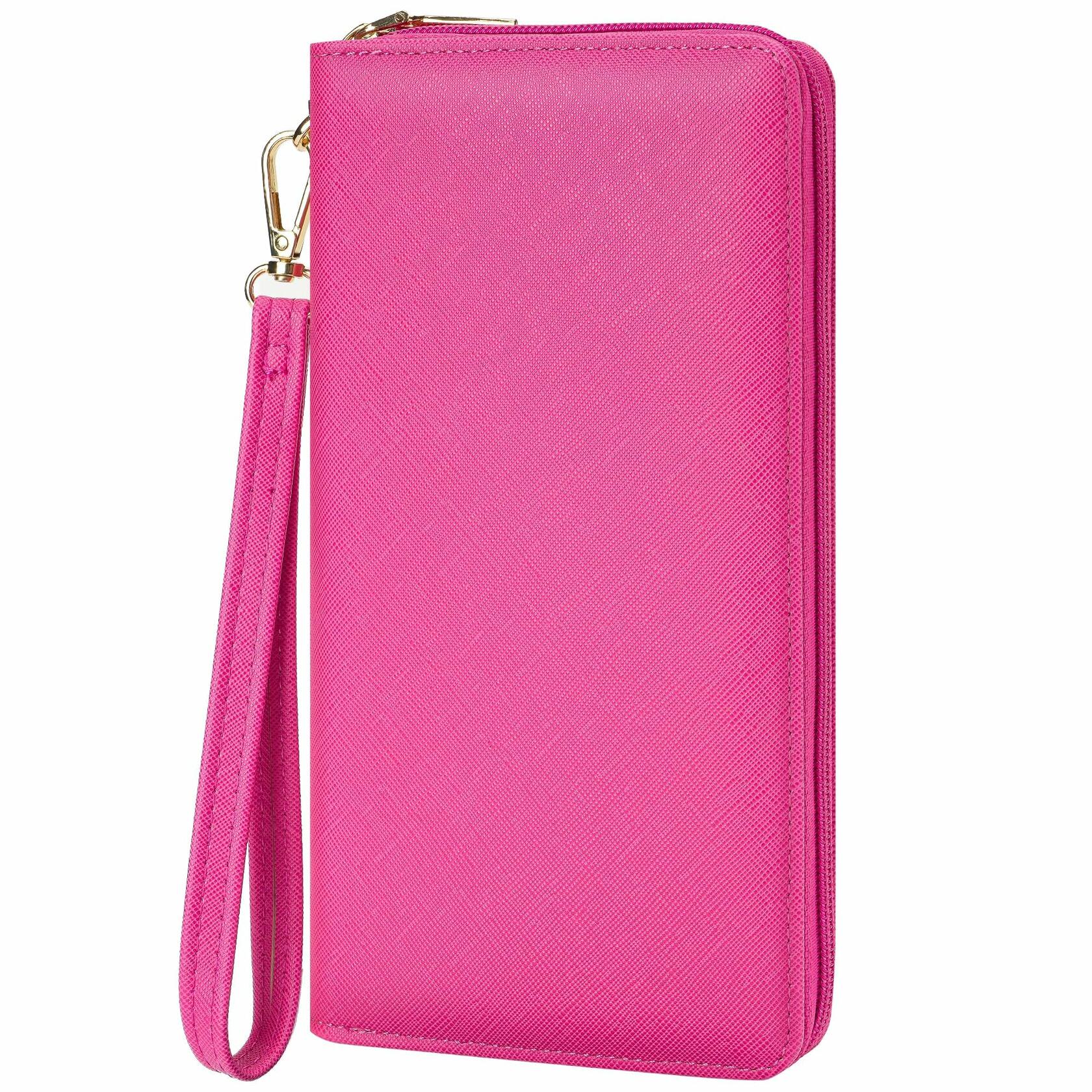 Chelmon Women's Vegan Leather Clutch Wallet with Zip, Hand Strap, Large Capacity