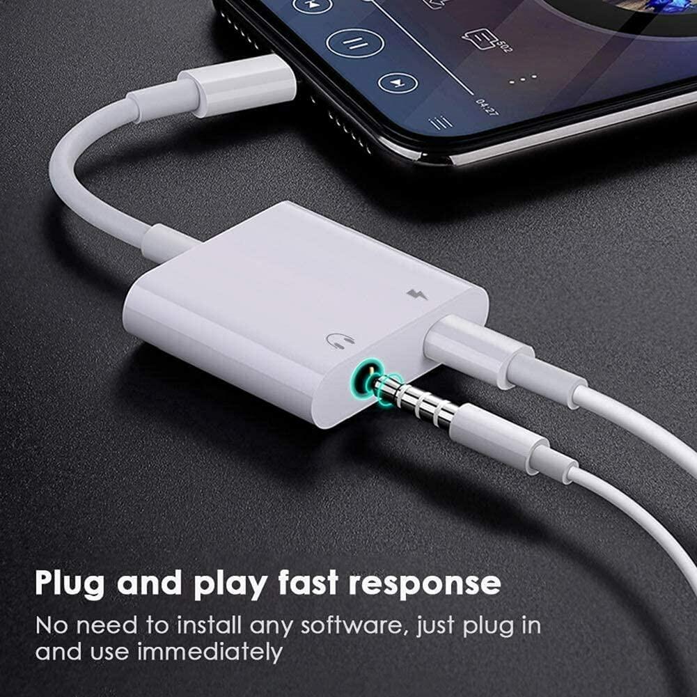 esbeecables Lightning to 3.5mm Audio & Charger Adapter 3-Port Lightweight