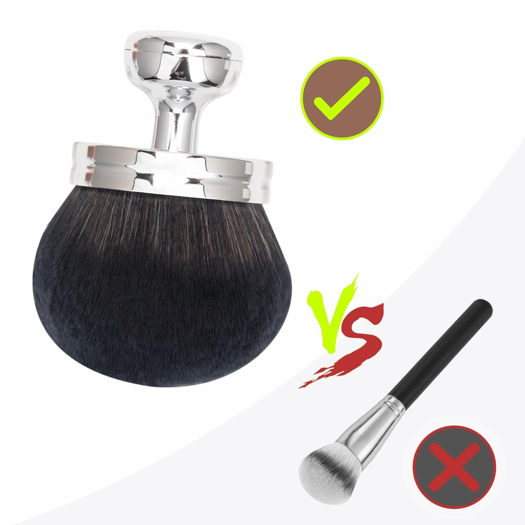 BABYSHEEP Blend & Blur Body Makeup Brush Kabuki 3in Wide Head Silver