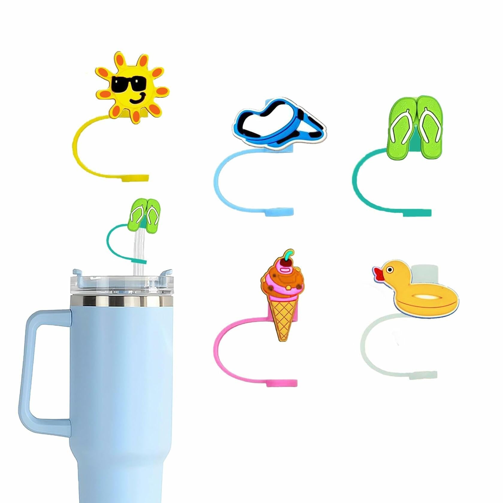 5Pcs Silicone Straw Cap Covers for Stanley Cup 30oz 40oz Reusable Tips