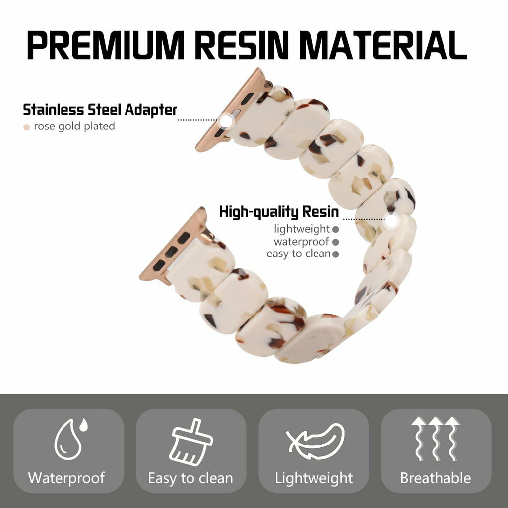 MAIRUI Resin Stretchy Watch Band for Apple Watch 41/40/38mm Slim Elastic Strap