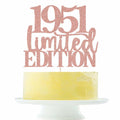 Yetxel Limited EDITION 1951 75th Birthday Cake Topper Rose Gold Glitter