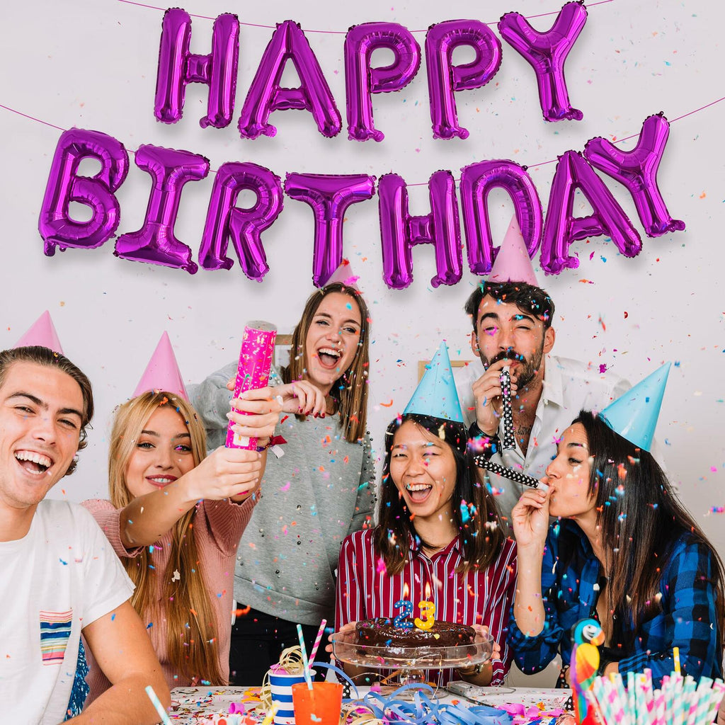 HOUSE OF PARTY Happy Birthday Balloon 16in Hot Pink Mylar Foil
