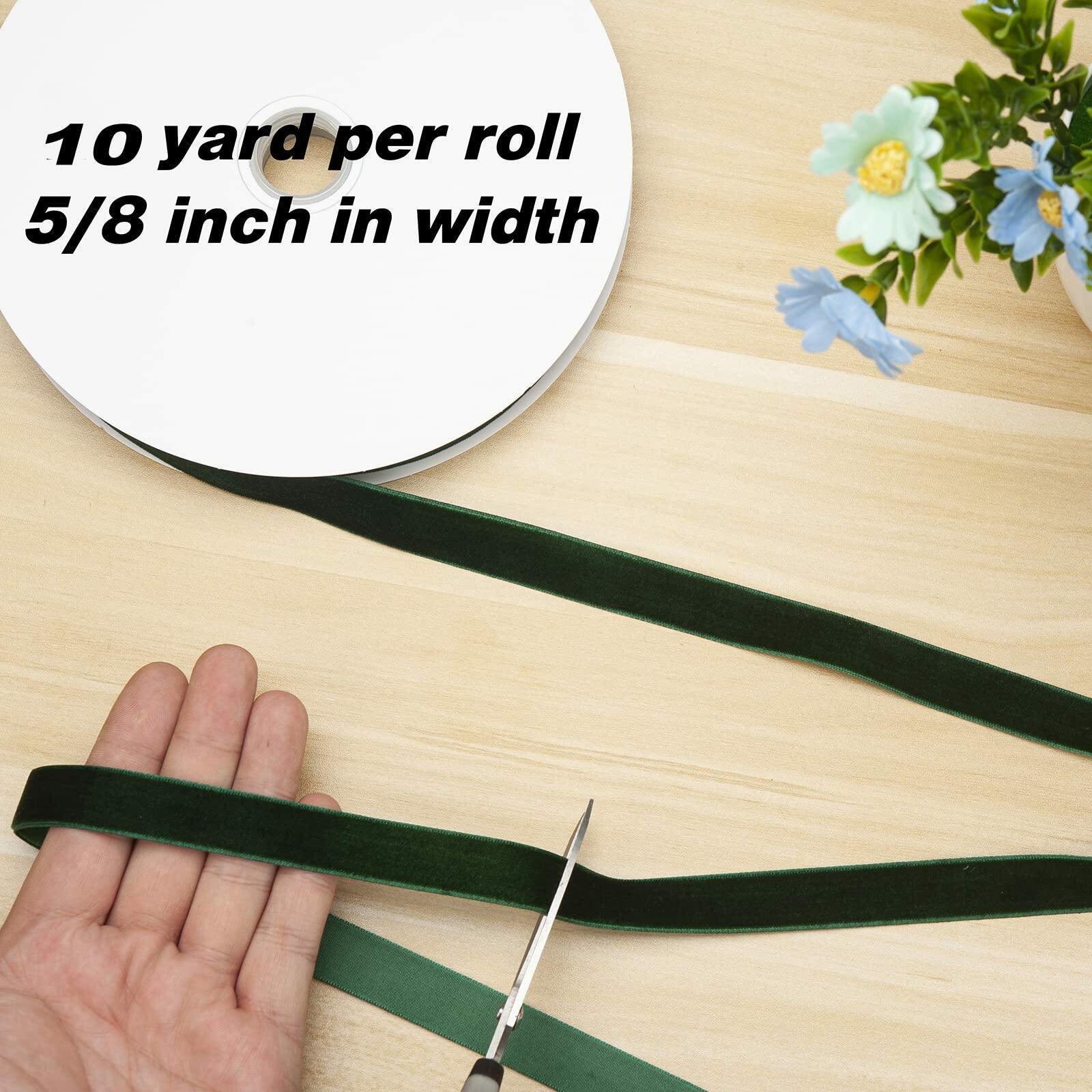 Coowayze Dark Green Velvet Ribbon 1 Inch x 10 Yd Vintage Christmas Crafting