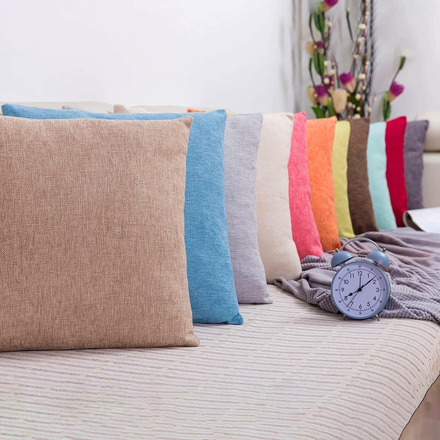 Jepeak Linen Throw Pillow Covers 16x24 Inch Pack of 2 Light Teal